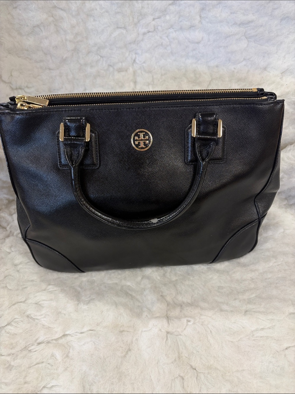 Tory Burch Black Saffiano Leather Crossbody Satchel